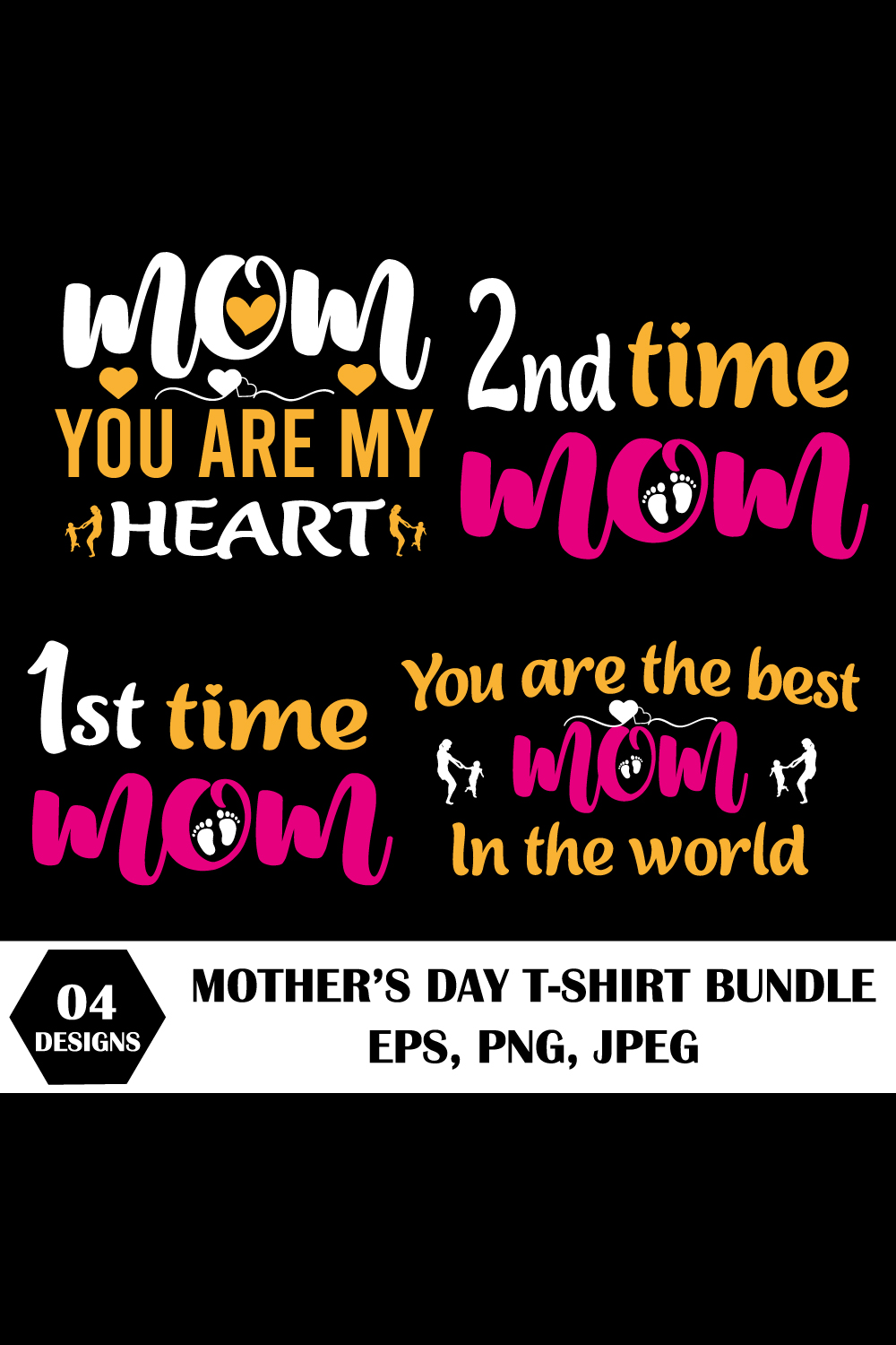 Mother's day t-shirt bundle pinterest preview image.