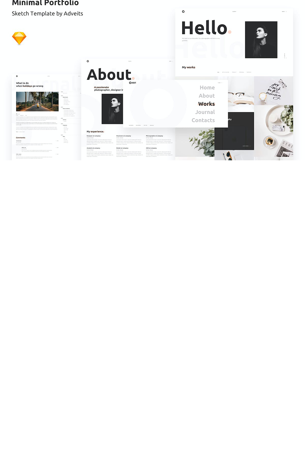 Free Personal Portfolio HTML Template pinterest preview image.