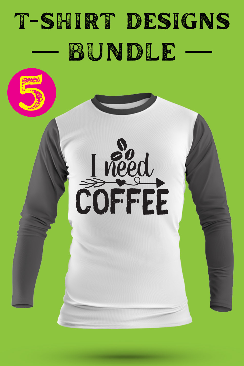 Coffee SVG T Shirt Designs Bundle pinterest preview image.