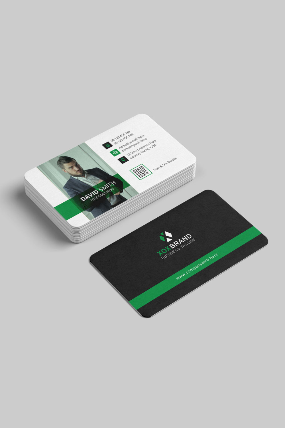 Clean and minimalist business card design pinterest preview image.
