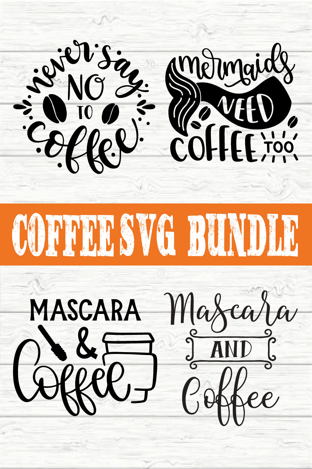 Coffee Typography Design Bundle vol 6 pinterest preview image.