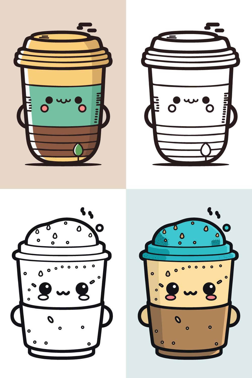 Coffee Cup Logo, Cute Coffee Cup Cartoon line art colorful Vecto by Md  Rasel Hossen on Dribbble