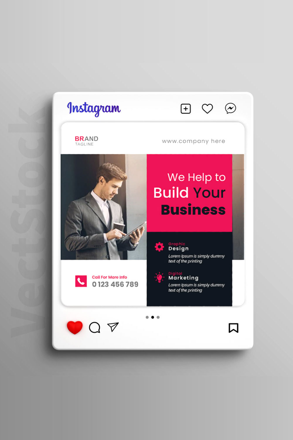 Business marketing agency and corporate social media post template pinterest preview image.