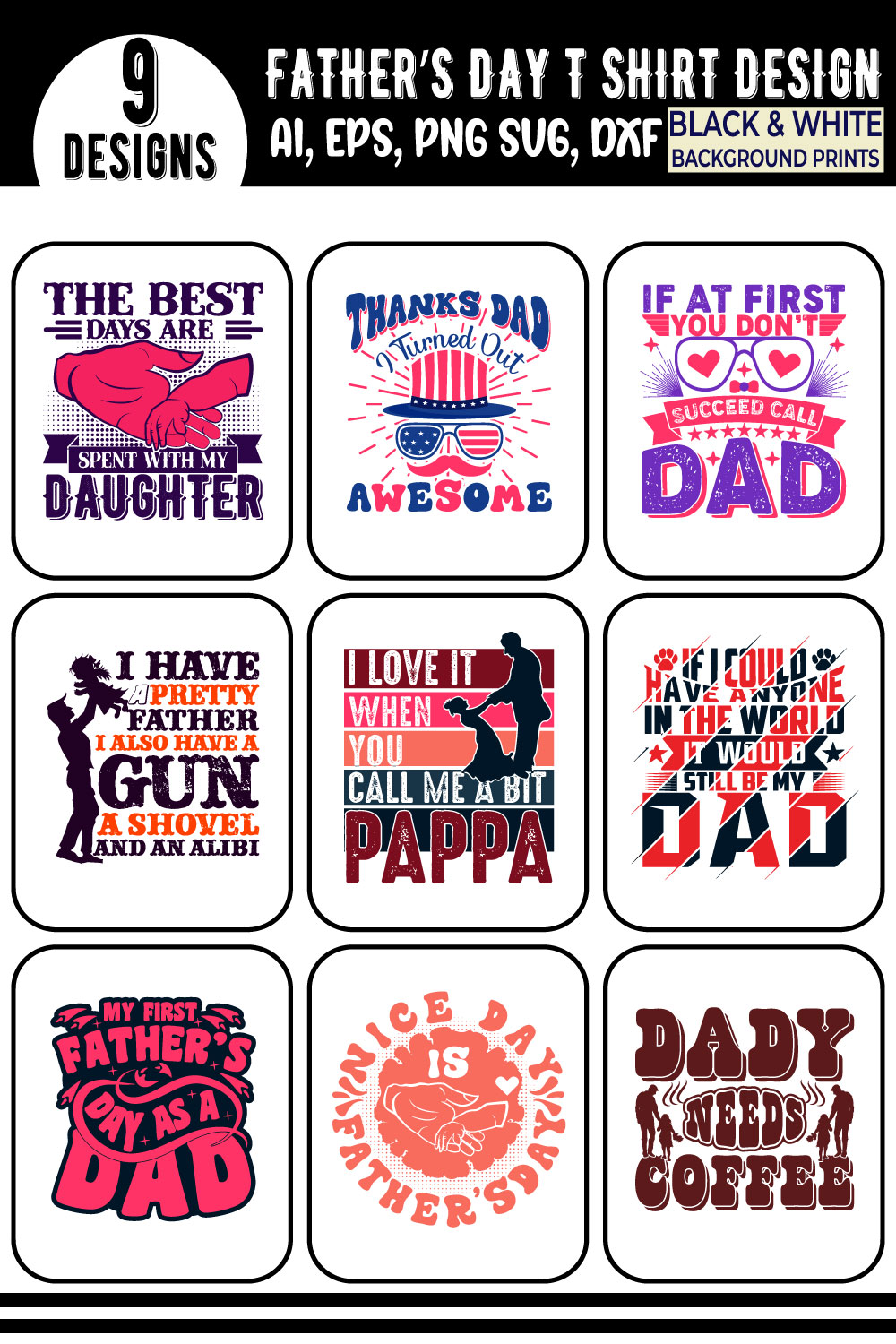 Father's day typography quote t shirt design-3 pinterest preview image.