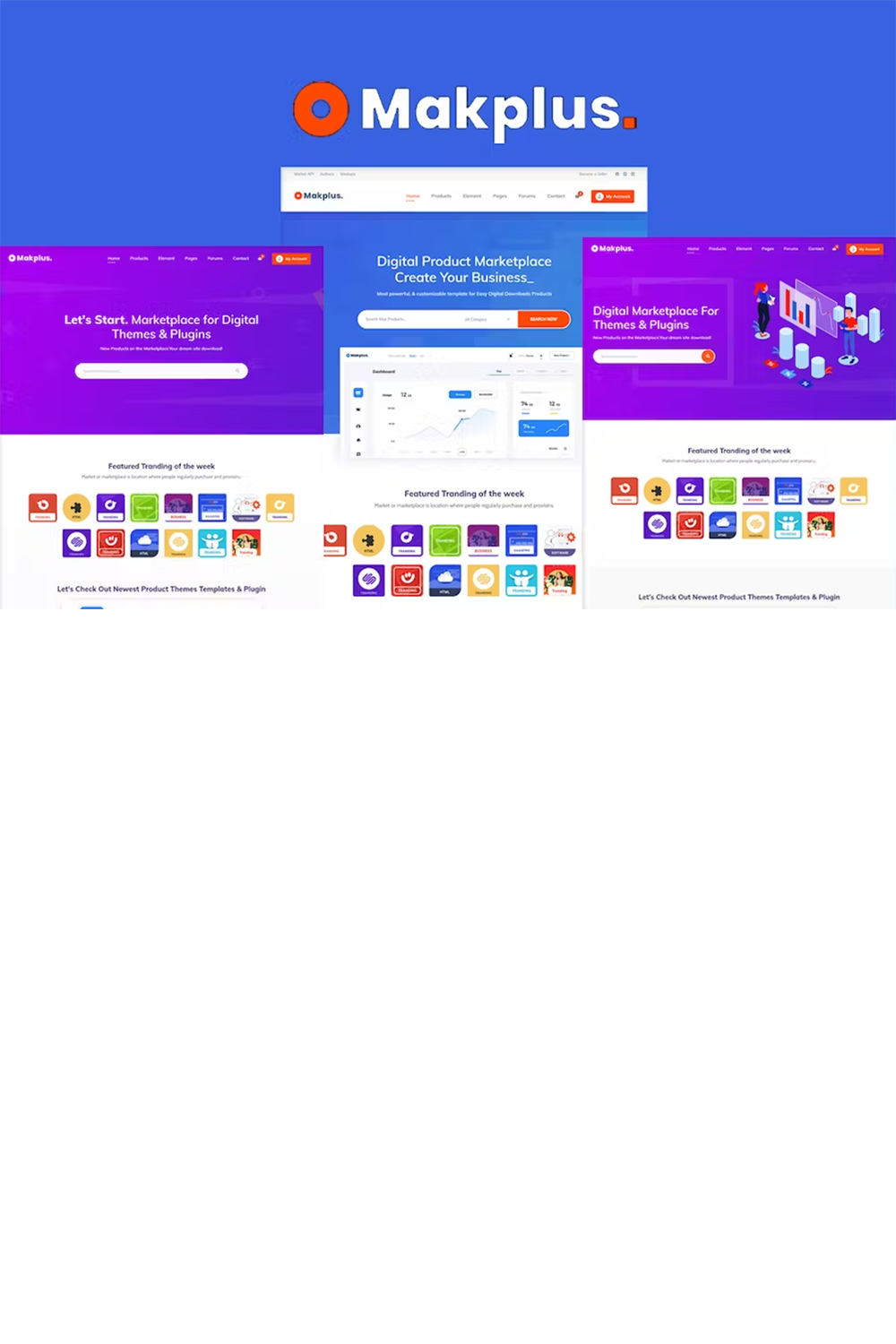 Free Makplus Marketplace HTML5 Template pinterest preview image.