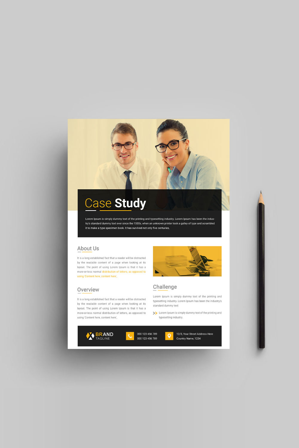 Business case study flyer design template pinterest preview image.
