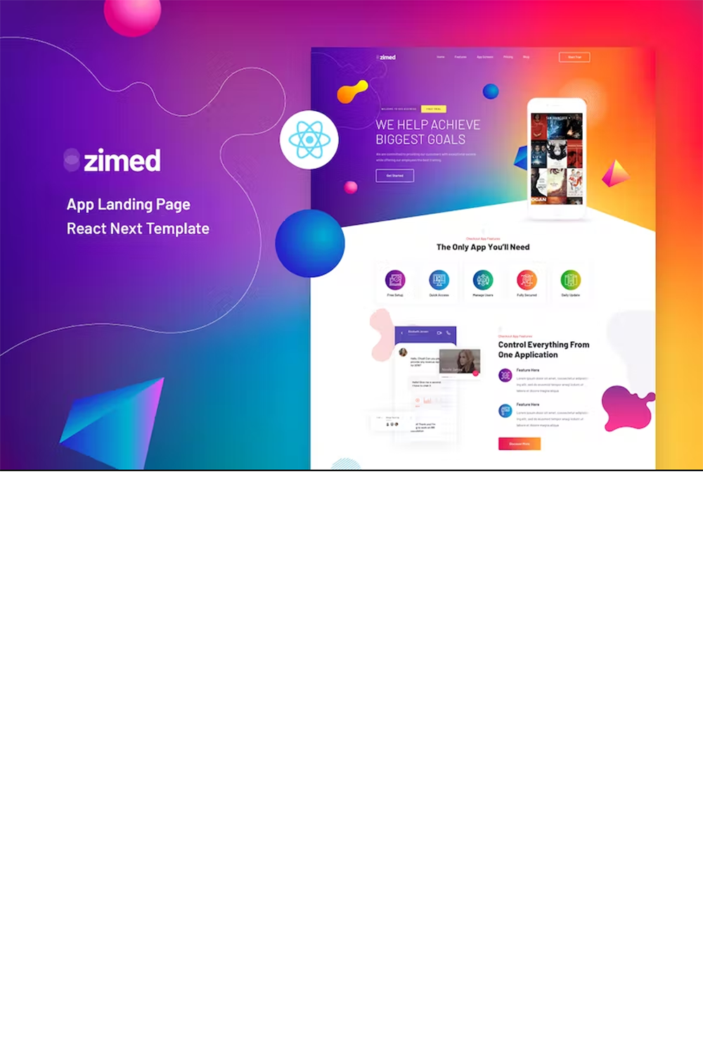 Free Zimed App Landing Page HTML Template pinterest preview image.