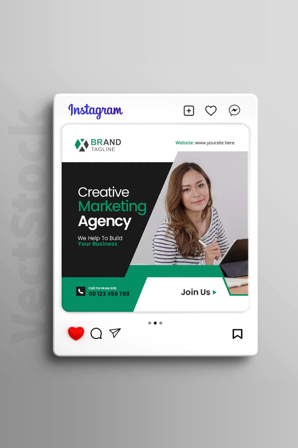 Creative agency and corporate business social media post banner design template pinterest preview image.