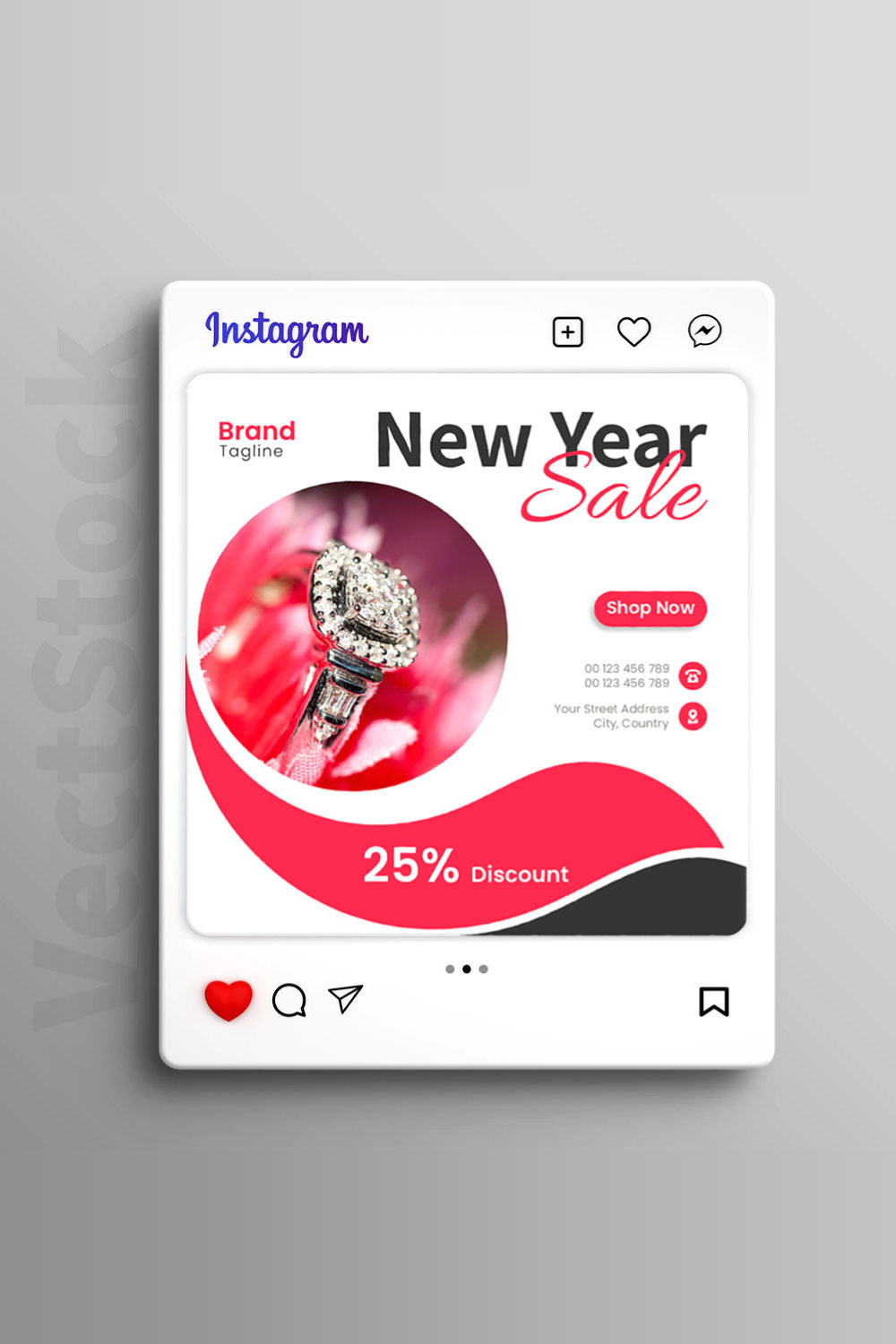 Jewelry promo beauty social media instagram post editable template pinterest preview image.