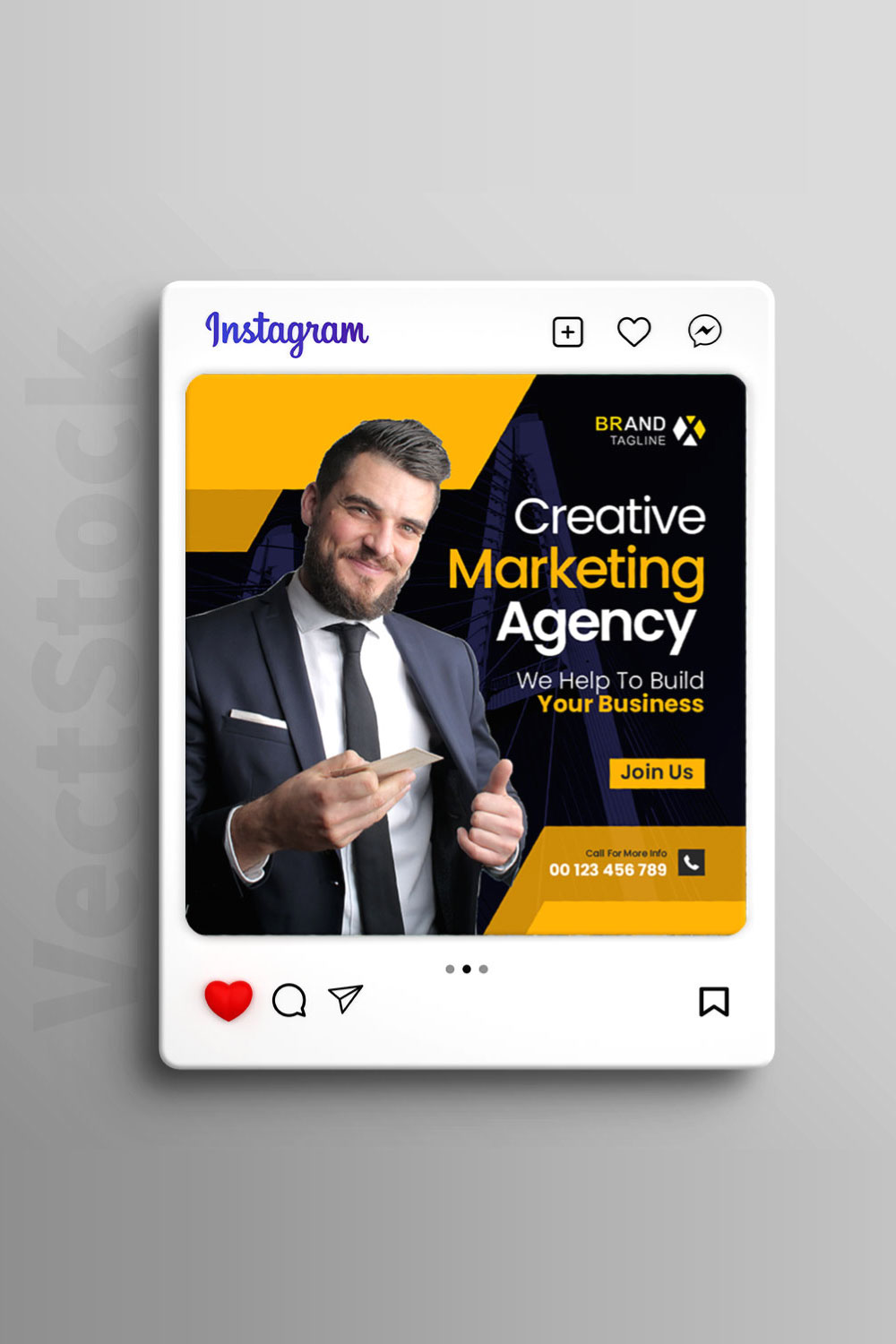 Creative marketing agency and corporate social media post template pinterest preview image.