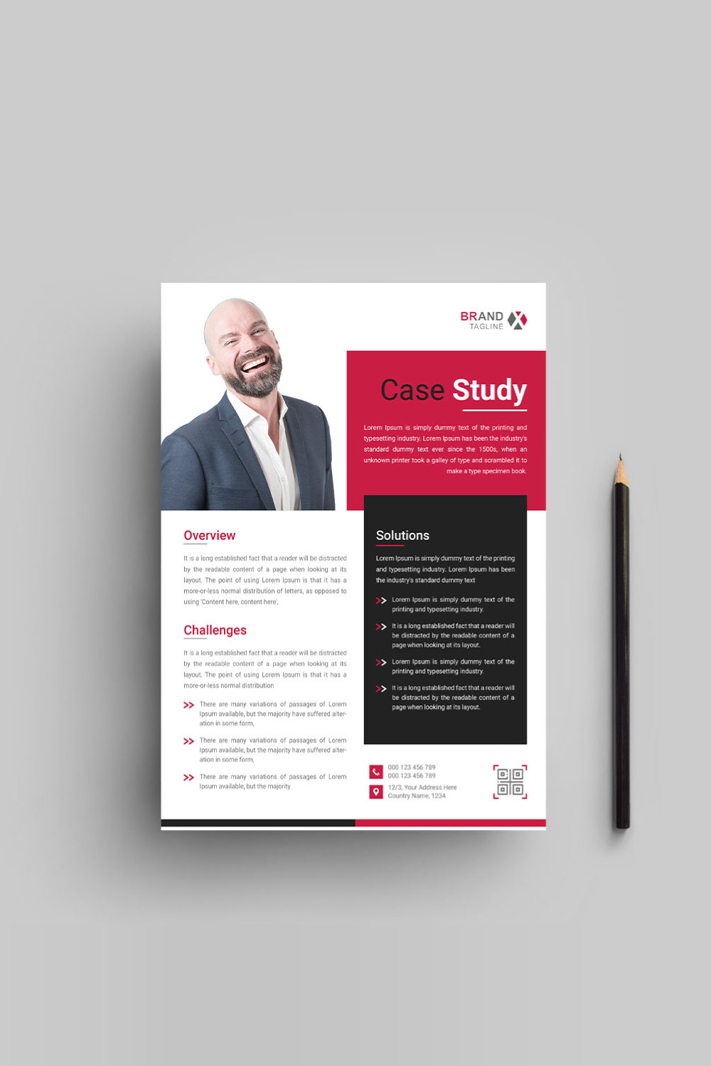 Business case study flyer pinterest preview image.