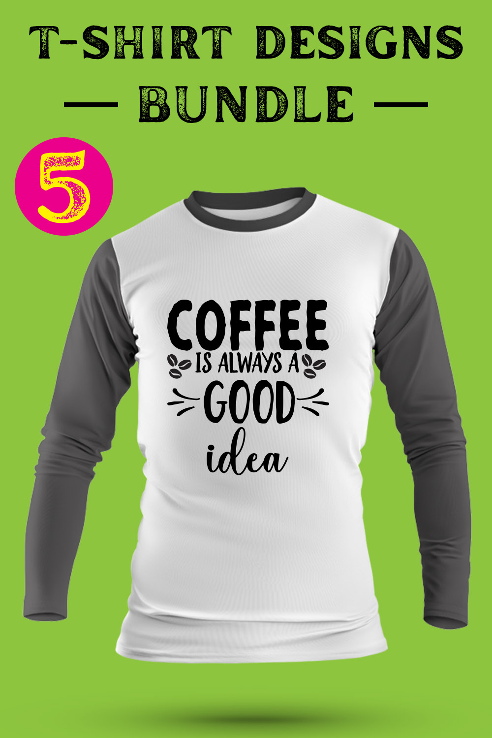 Coffee SVG T Shirt Designs Bundle pinterest preview image.