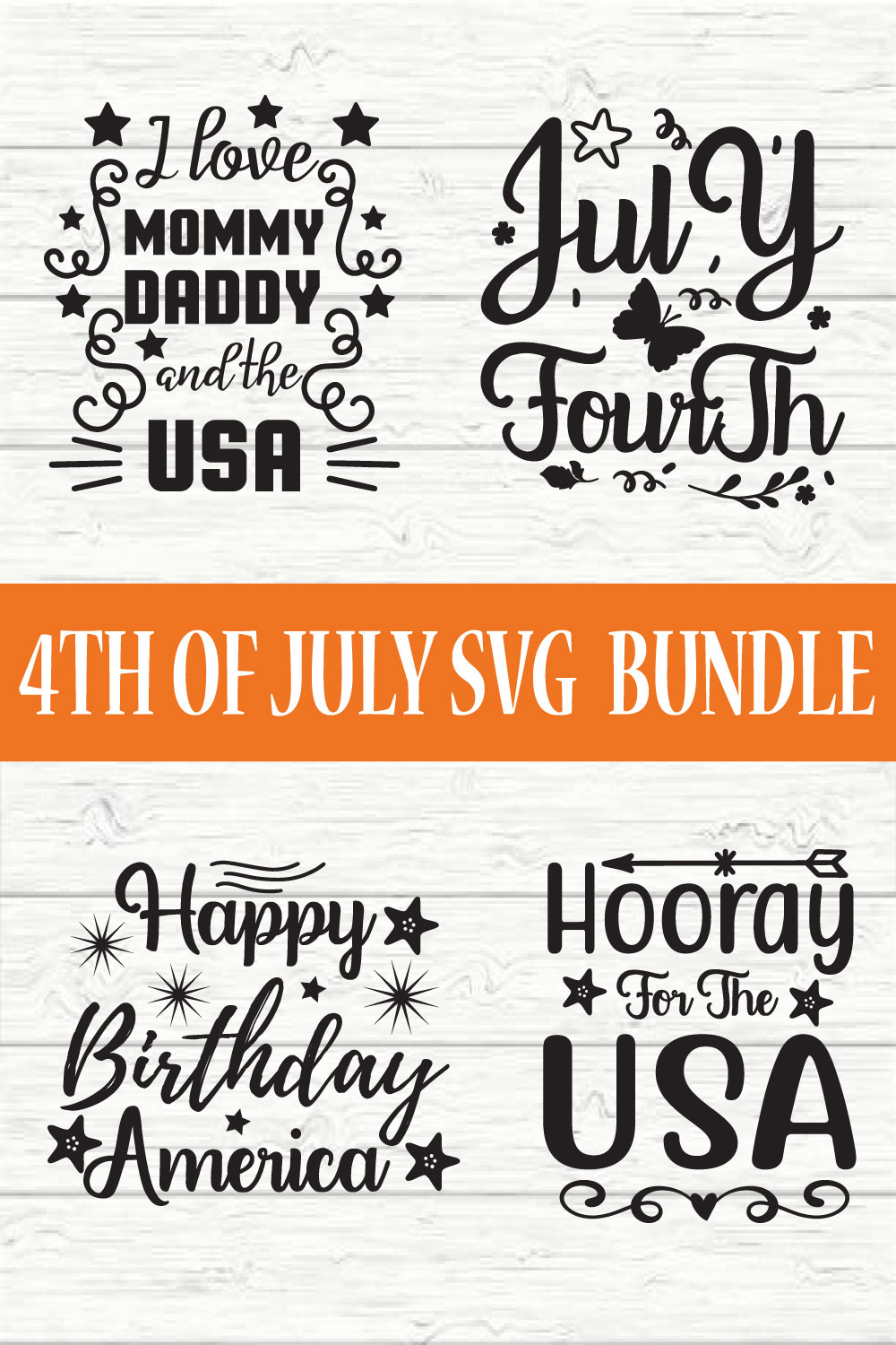 4th Of July Typography Bundle Vol 3 pinterest preview image.
