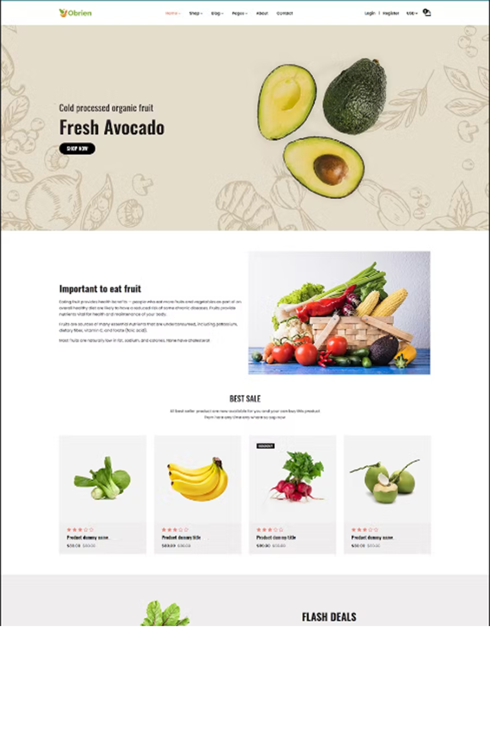 Free Organic Food HTML5 Template pinterest preview image.