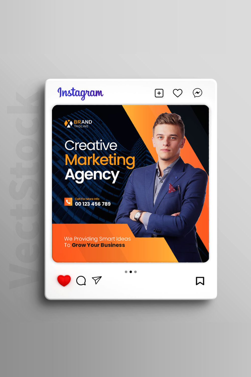 Digital marketing agency social media post or square web banner template pinterest preview image.