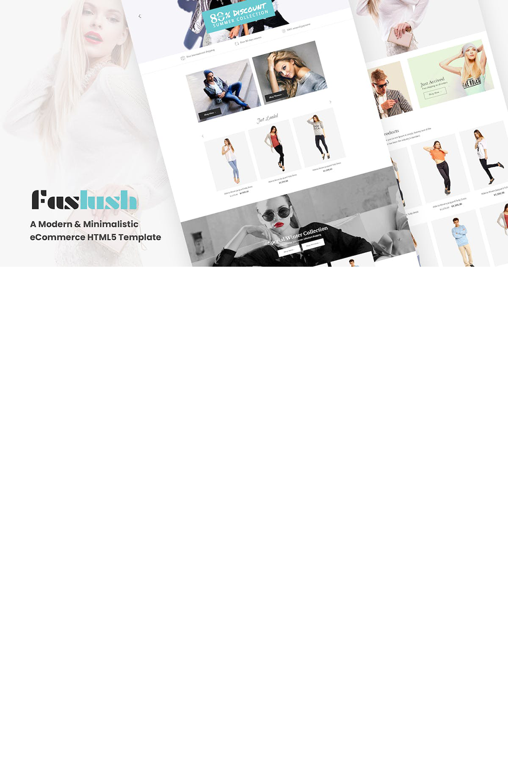 Free Faslush A Modern & Minimalistic ecommerce HTML5 Template pinterest preview image.