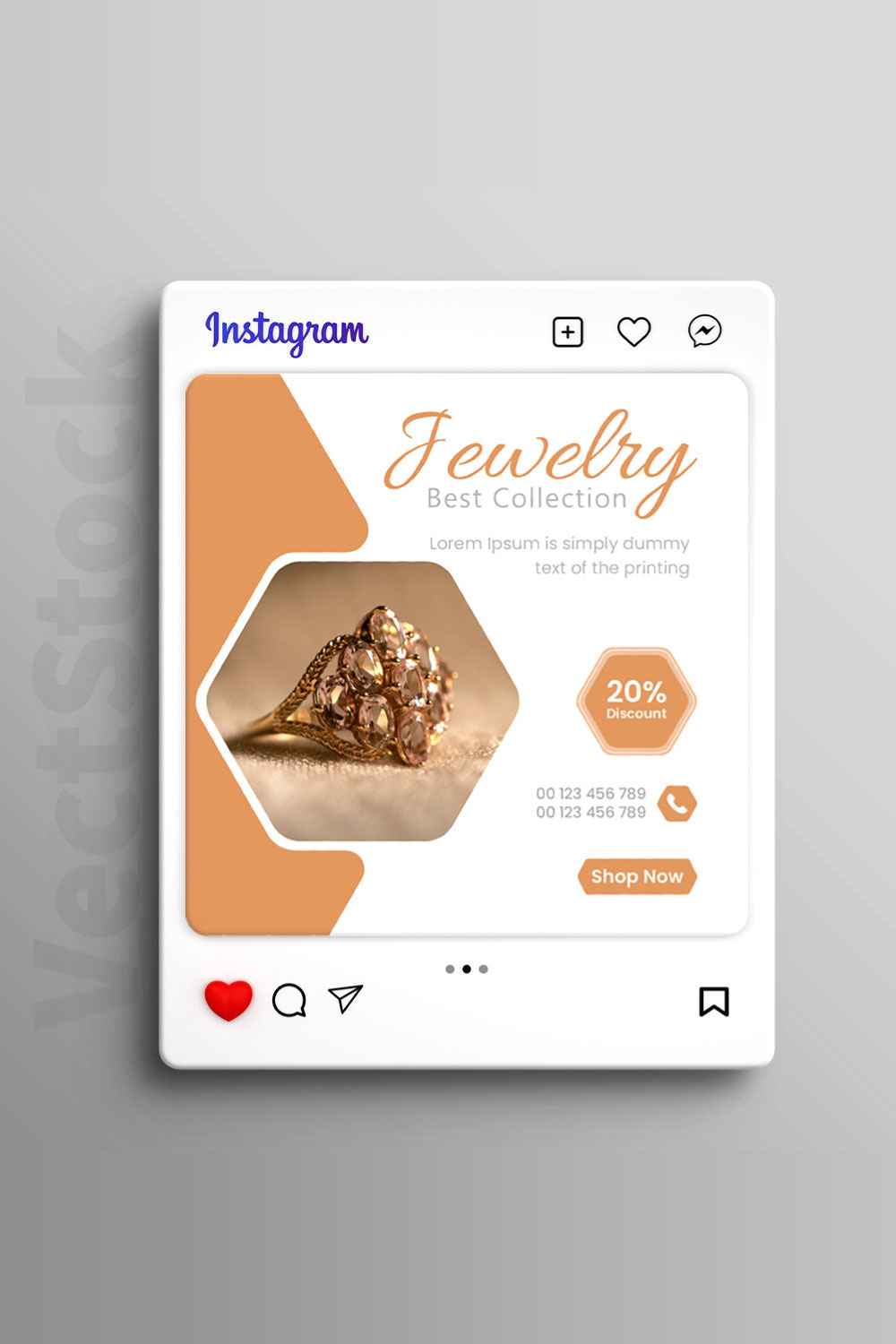 Jewellery collection beauty social media instagram post editable template pinterest preview image.