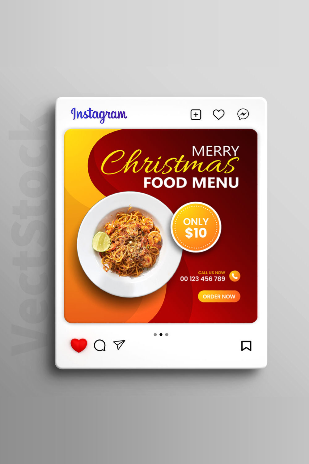 Christmas food sale social media Instagram post and square banner template pinterest preview image.