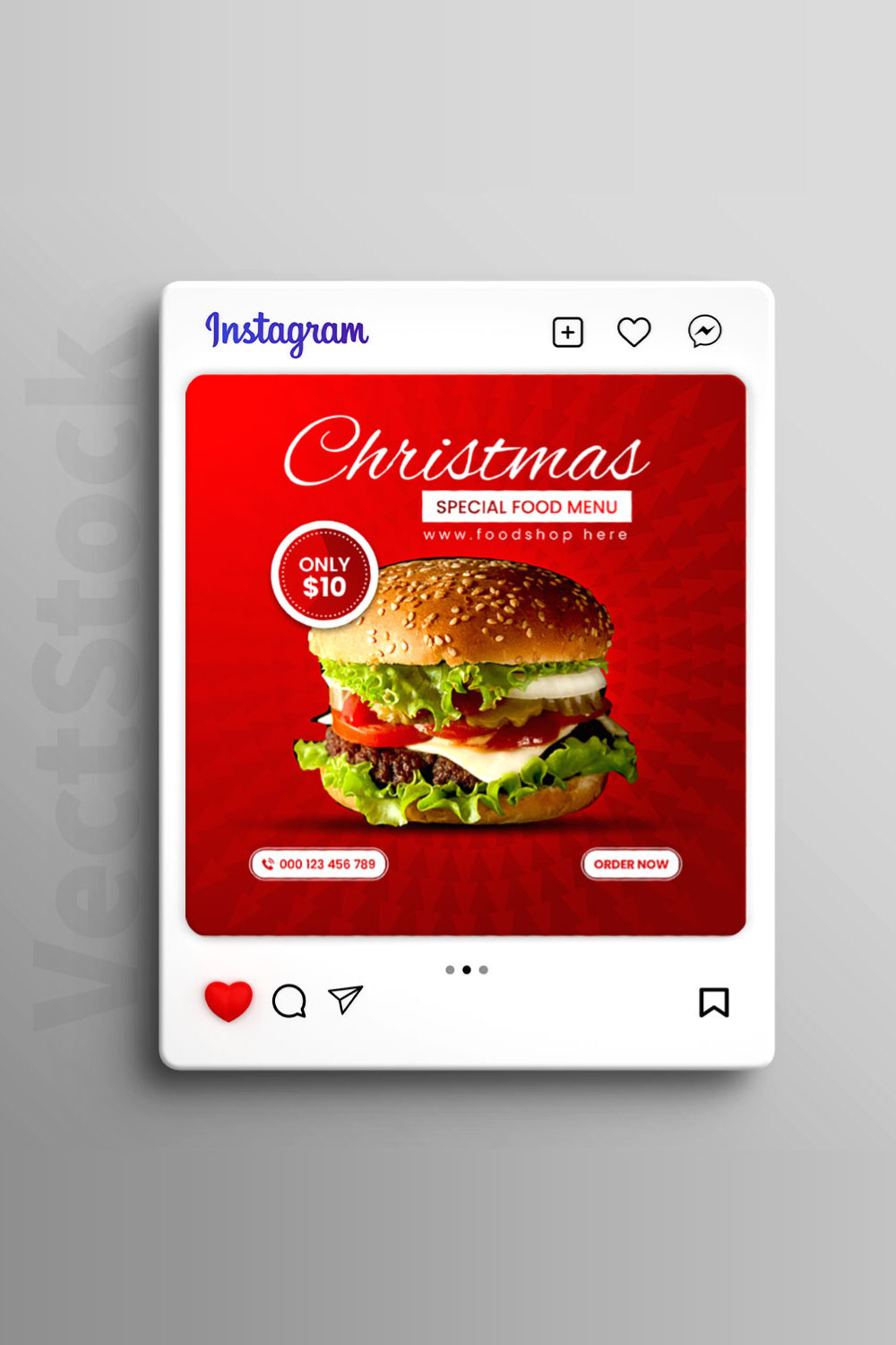 Christmas food sale social media instagram post template pinterest preview image.