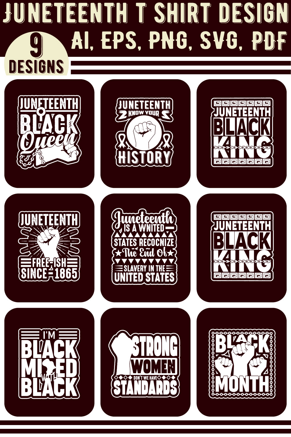 Juneteenth Black history month typography t shirt design pinterest preview image.