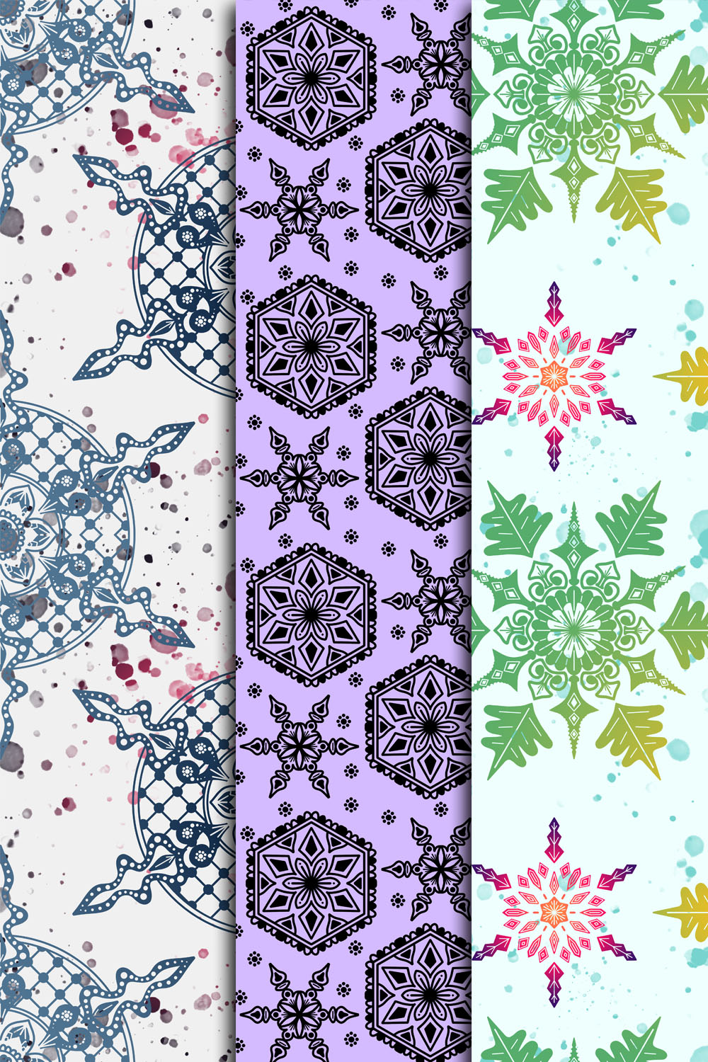 Seamless Mandala Pattern pinterest preview image.