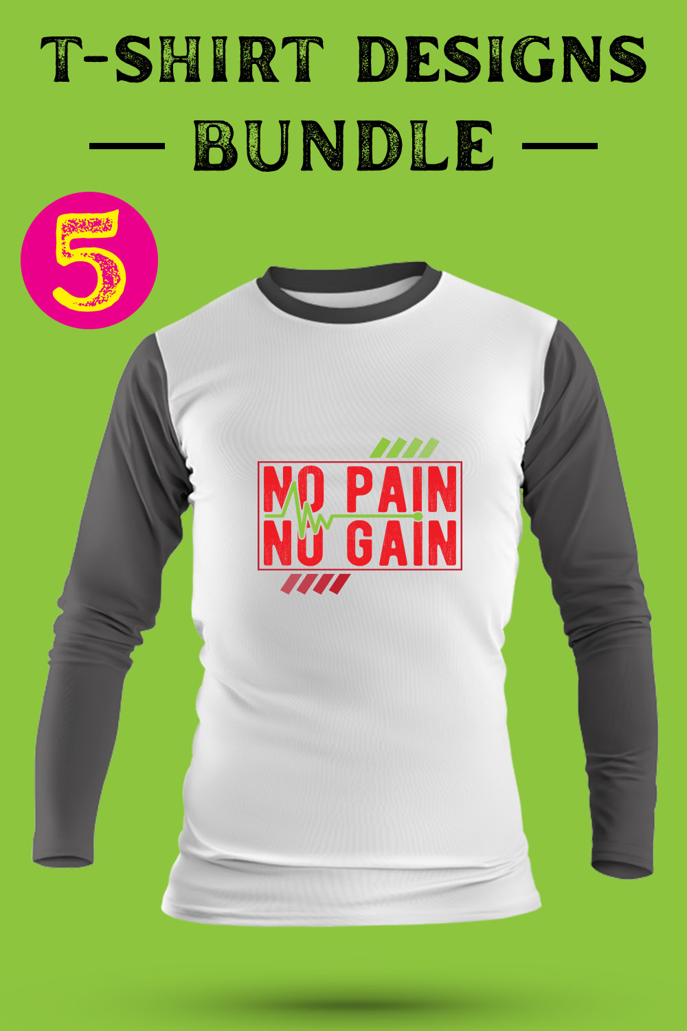 Fitness T Shirt Designs Bundle pinterest preview image.