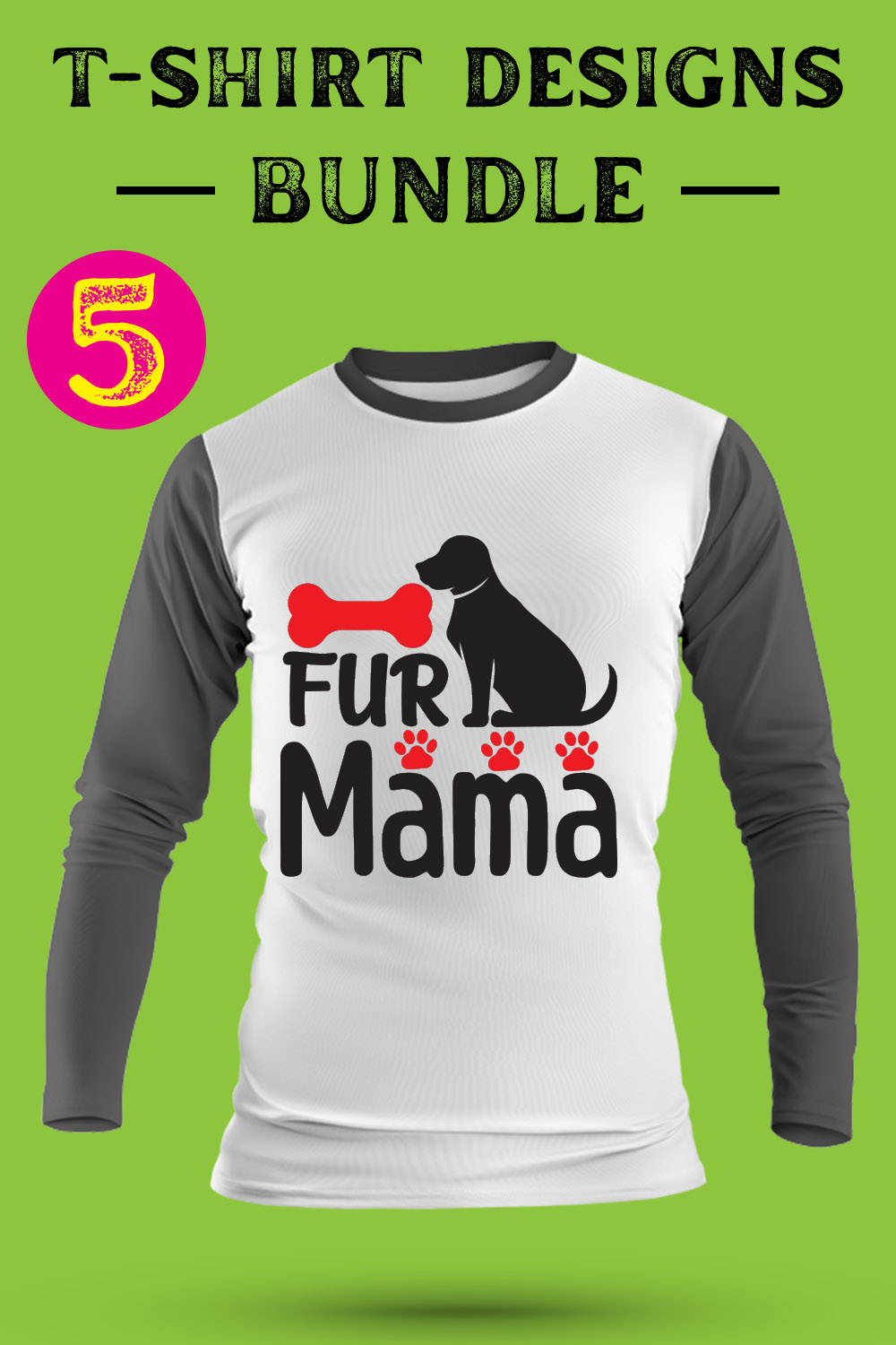 Dog T Shirt Designs Bundle pinterest preview image.