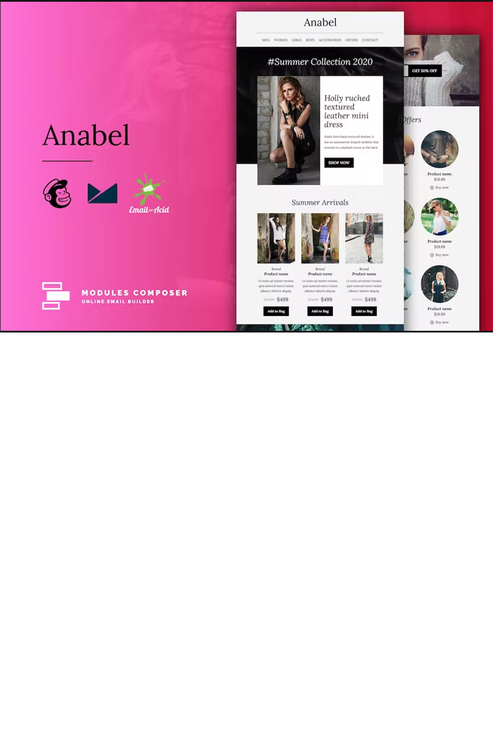 Free E-commerce Responsive Email Template pinterest preview image.