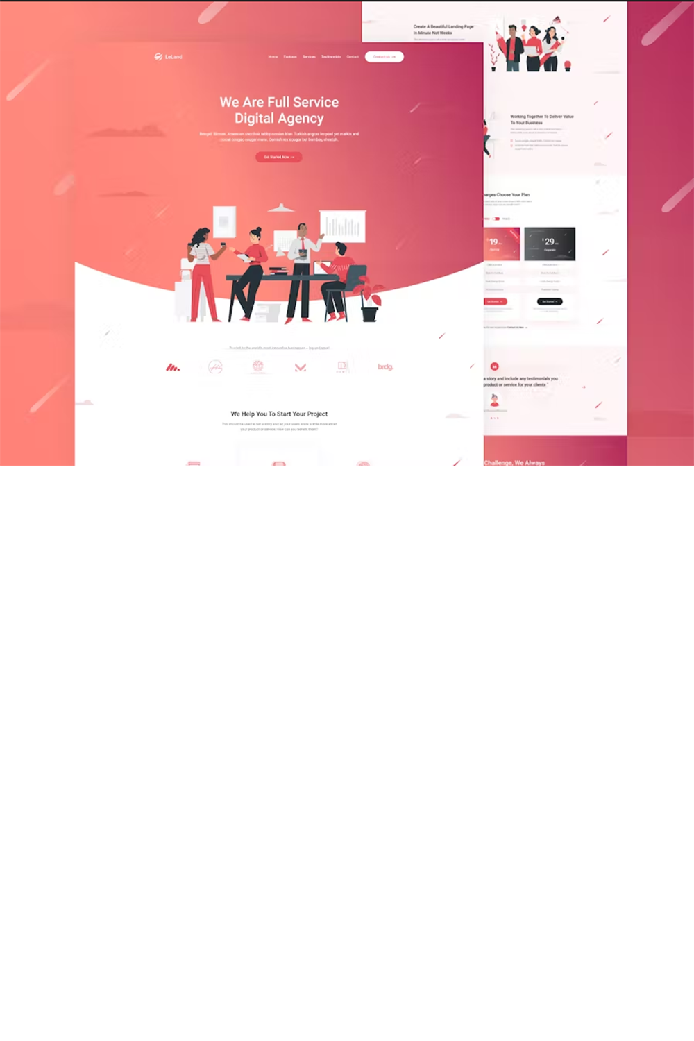 Free LeLand Isometric Business HTML Landing Page Template pinterest preview image.