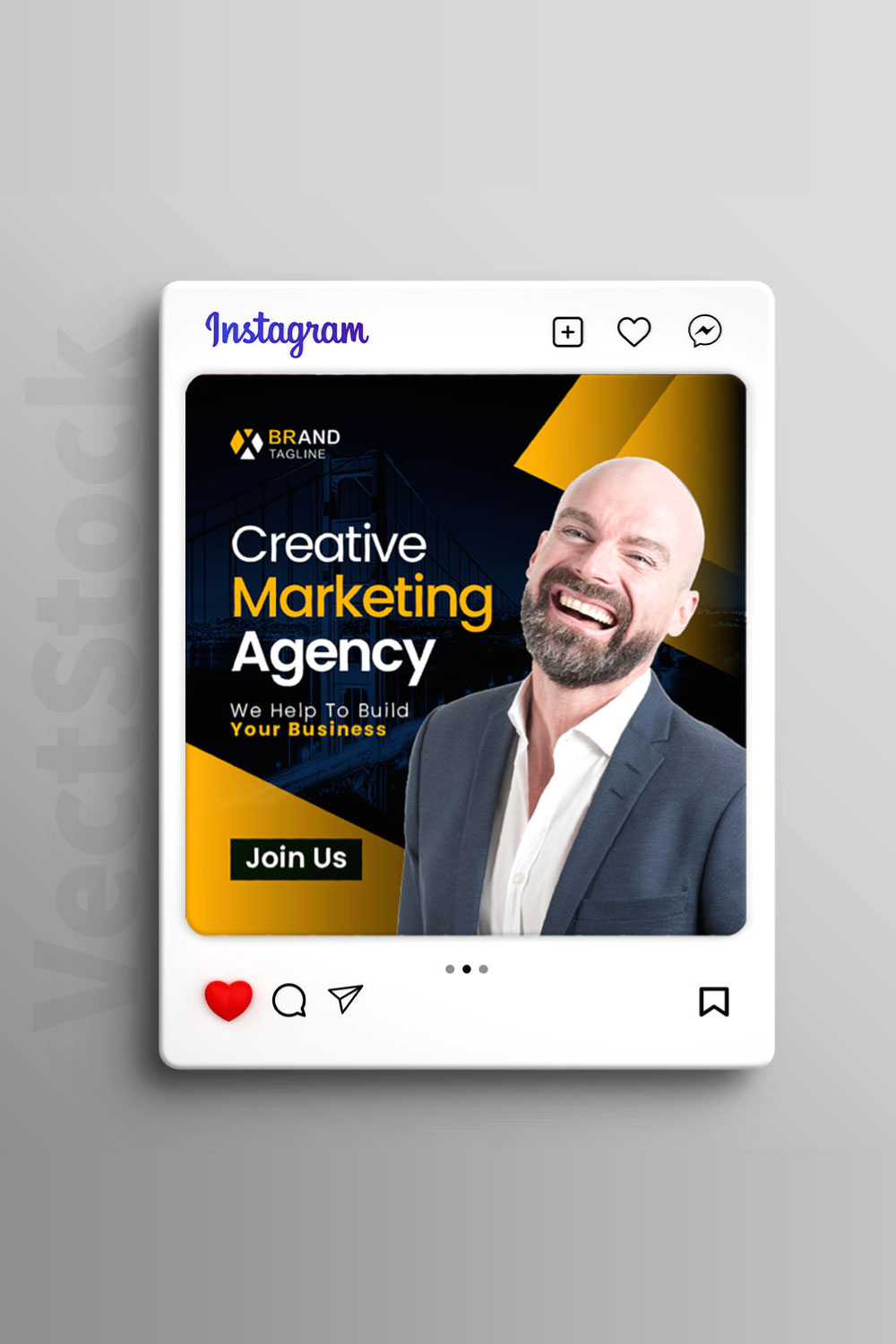 Digital marketing agency and corporate social media post banner design template pinterest preview image.