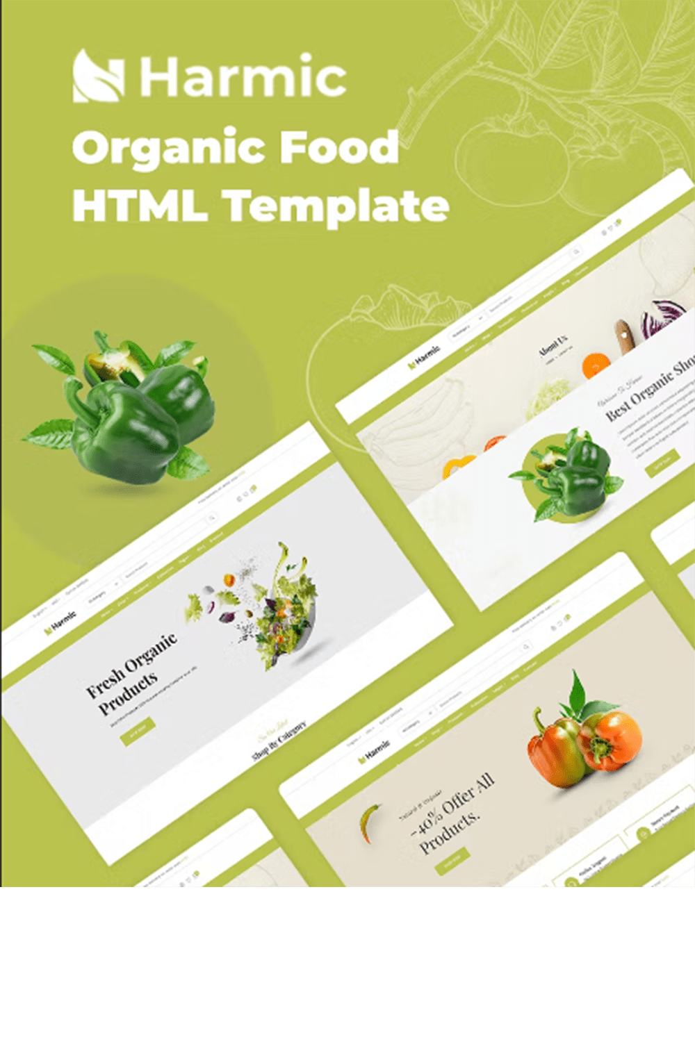 Free Organic Food HTML Template pinterest preview image.