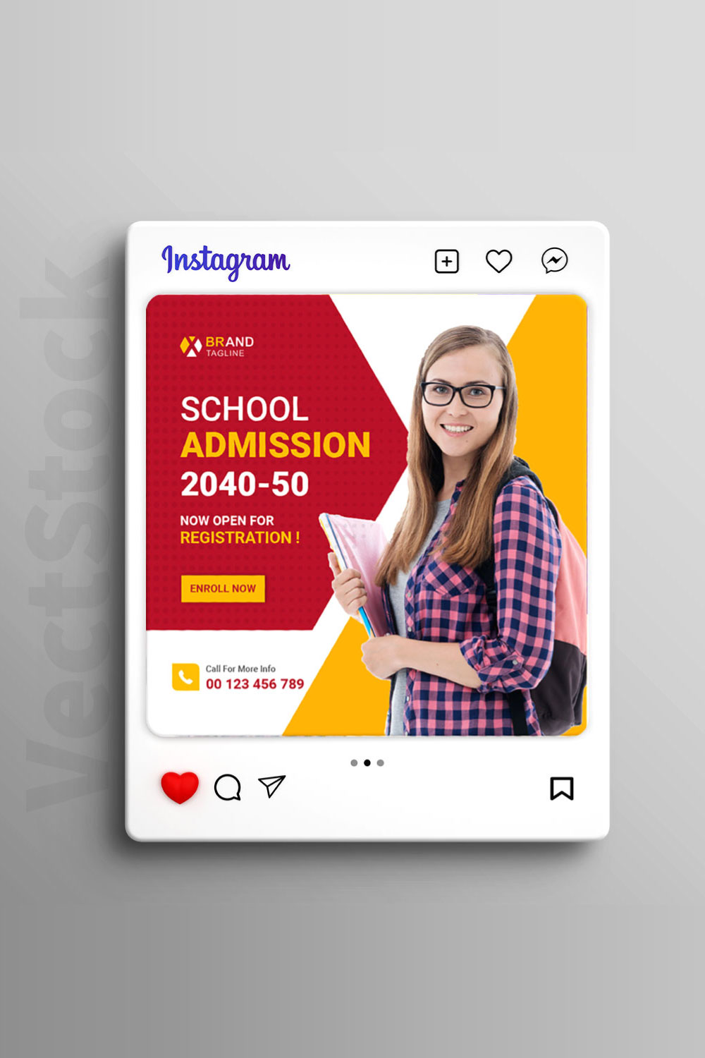 Back to school social media post template pinterest preview image.