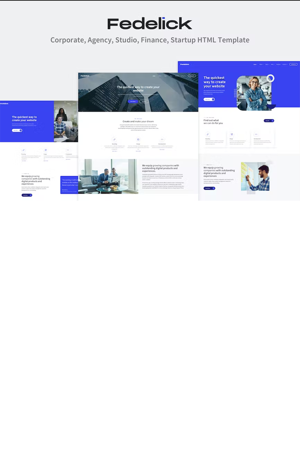 Free Fedelick Corporate Agency Multi-Purpose HTML Template pinterest preview image.