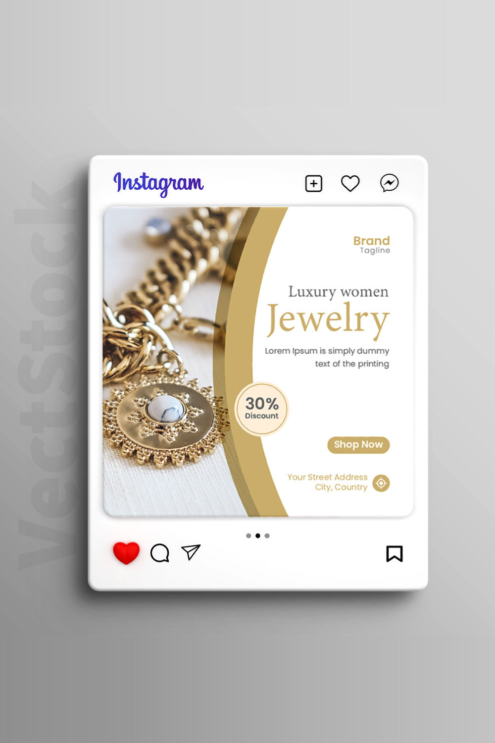 Fashion model and jewelry sale for social media instagram post web banner pinterest preview image.