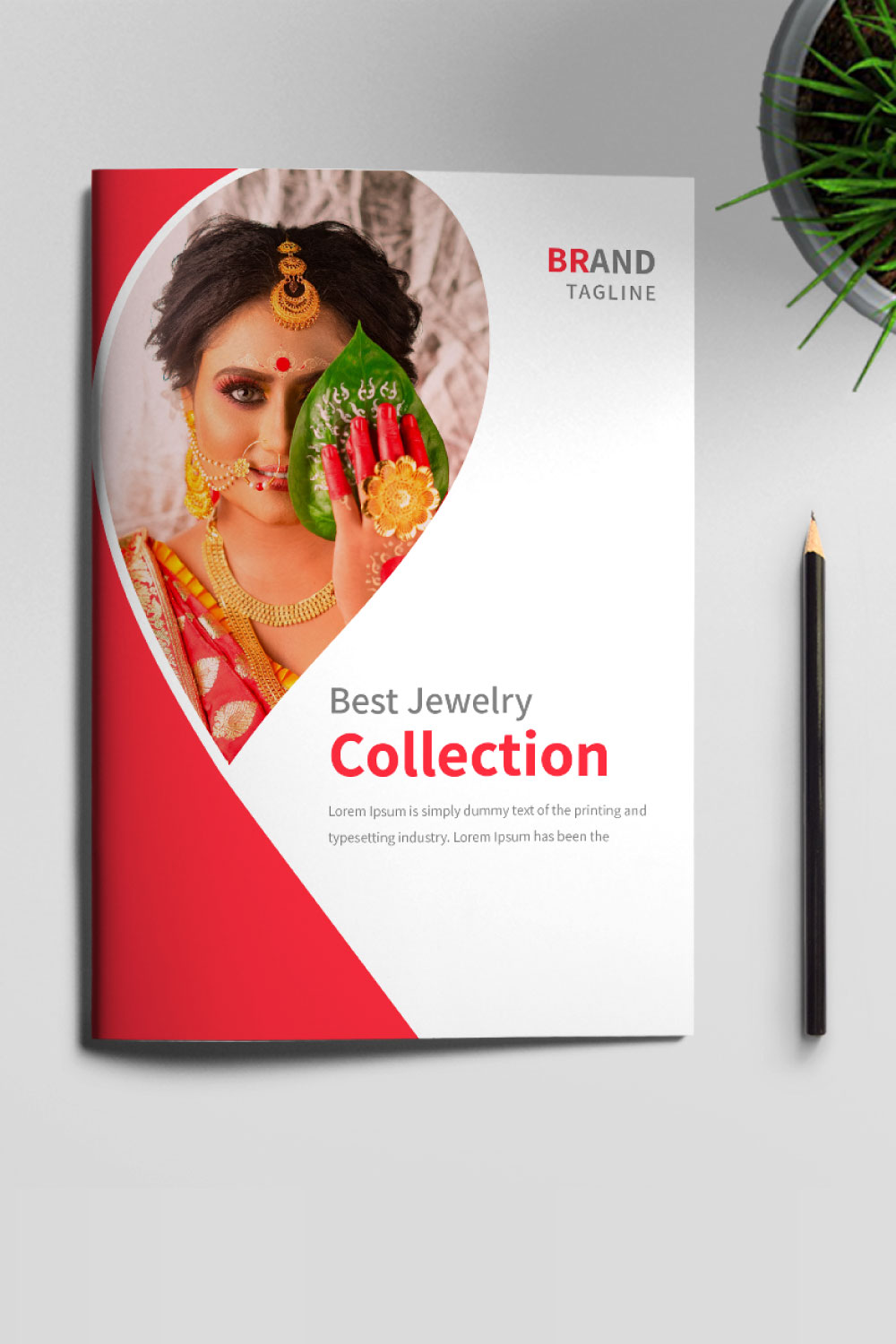 Jewelry Brochure Design Template pinterest preview image.