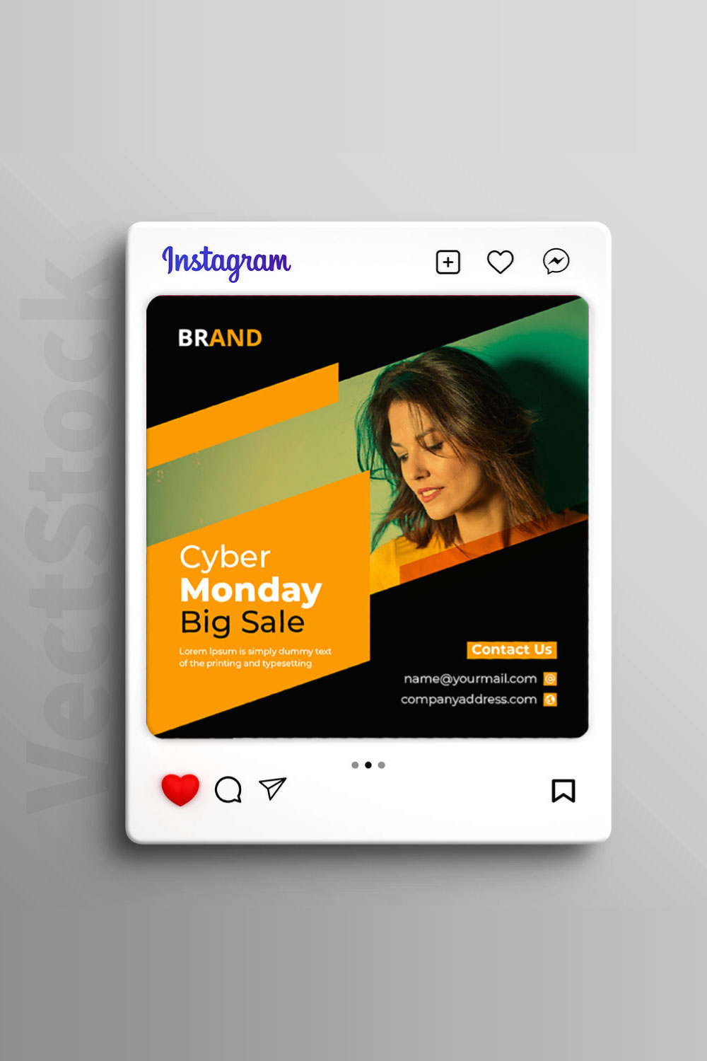 Cyber Monday sale social media Instagram post and banner template design pinterest preview image.