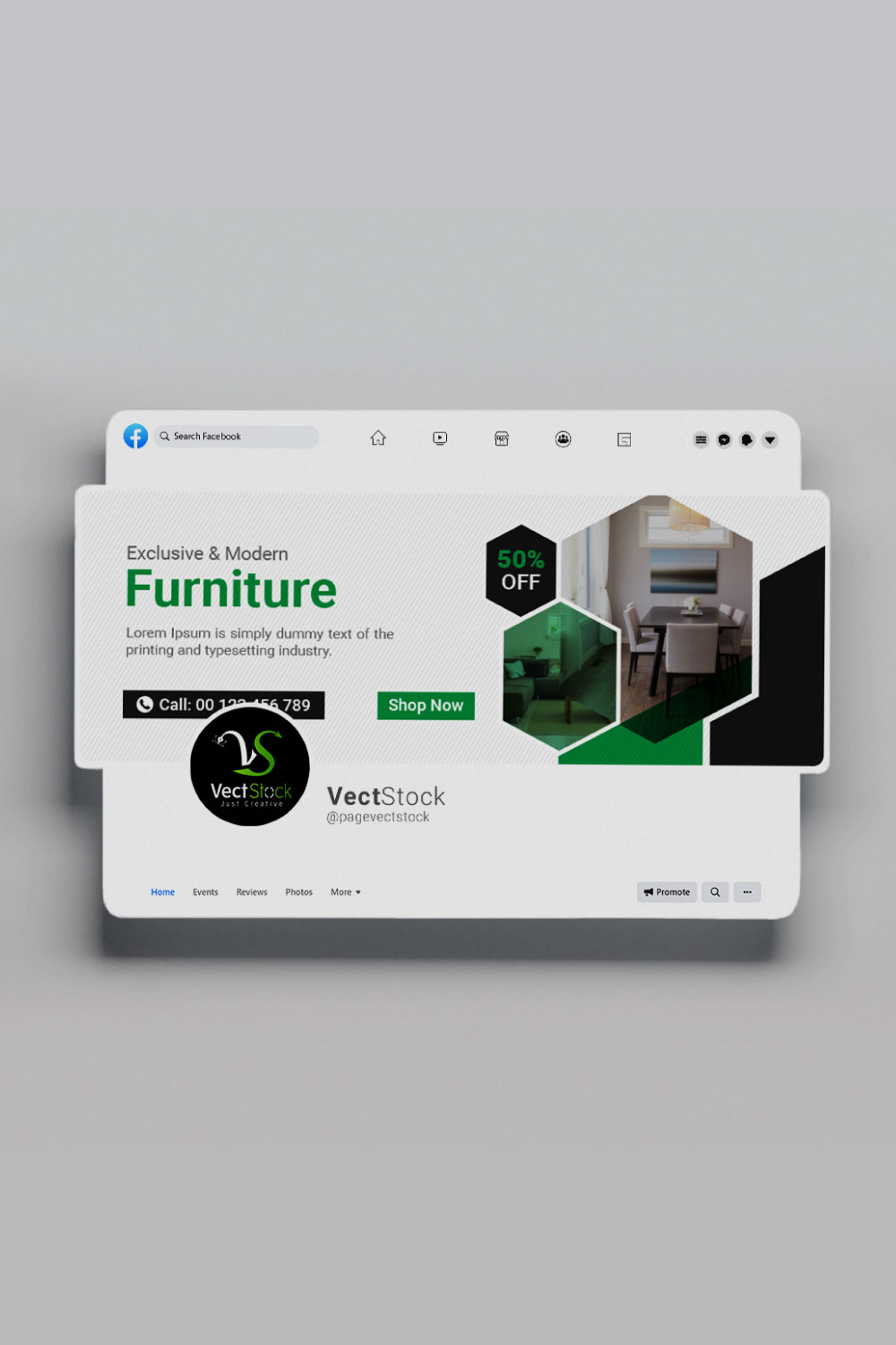 Furniture facebook cover page template pinterest preview image.