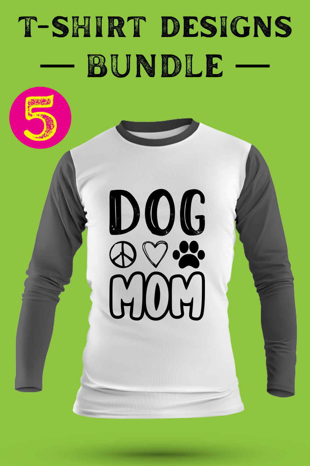 Dog T Shirt Designs Bundle pinterest preview image.