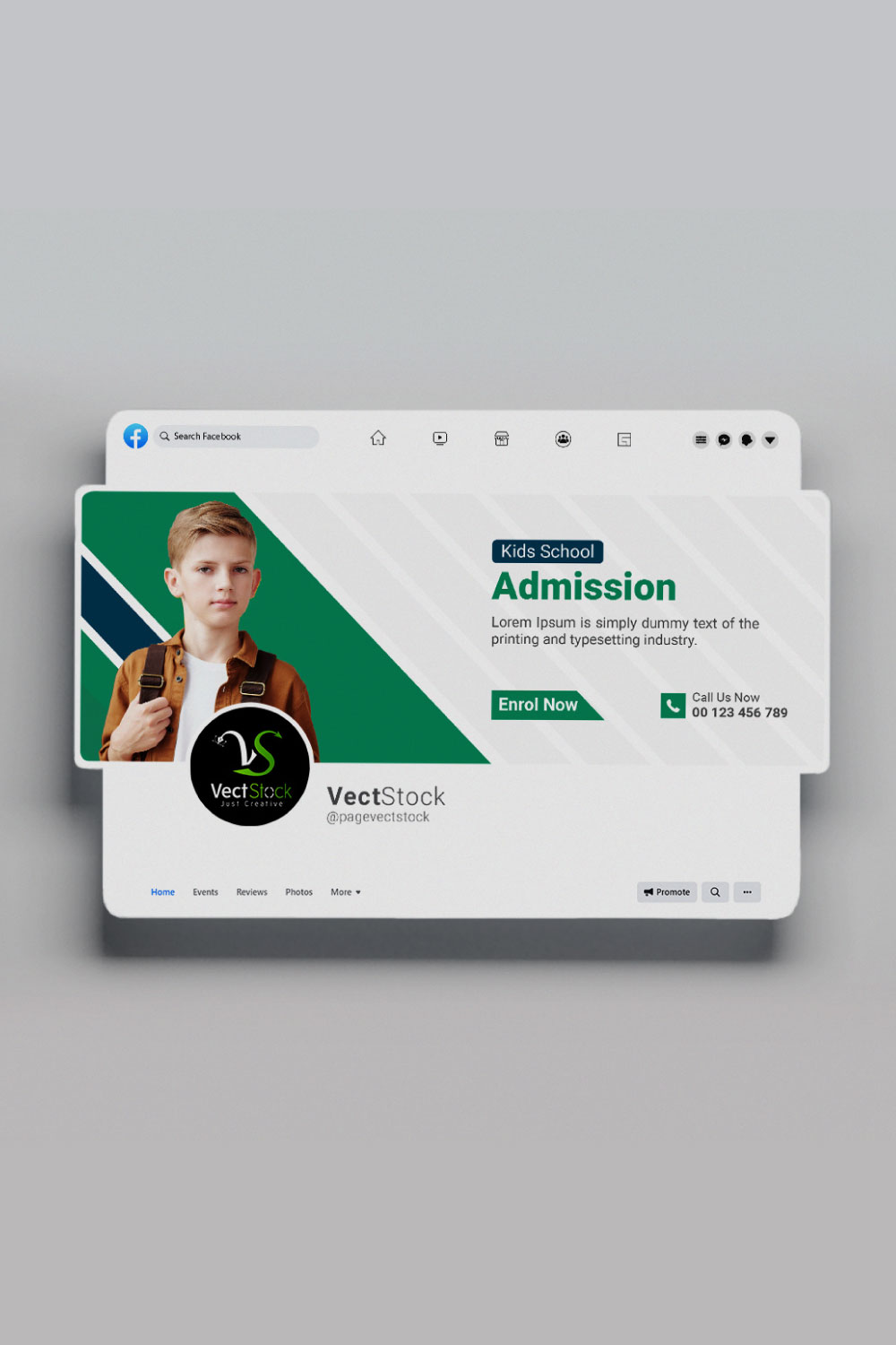 Kids school admission facebook cover photo design template pinterest preview image.