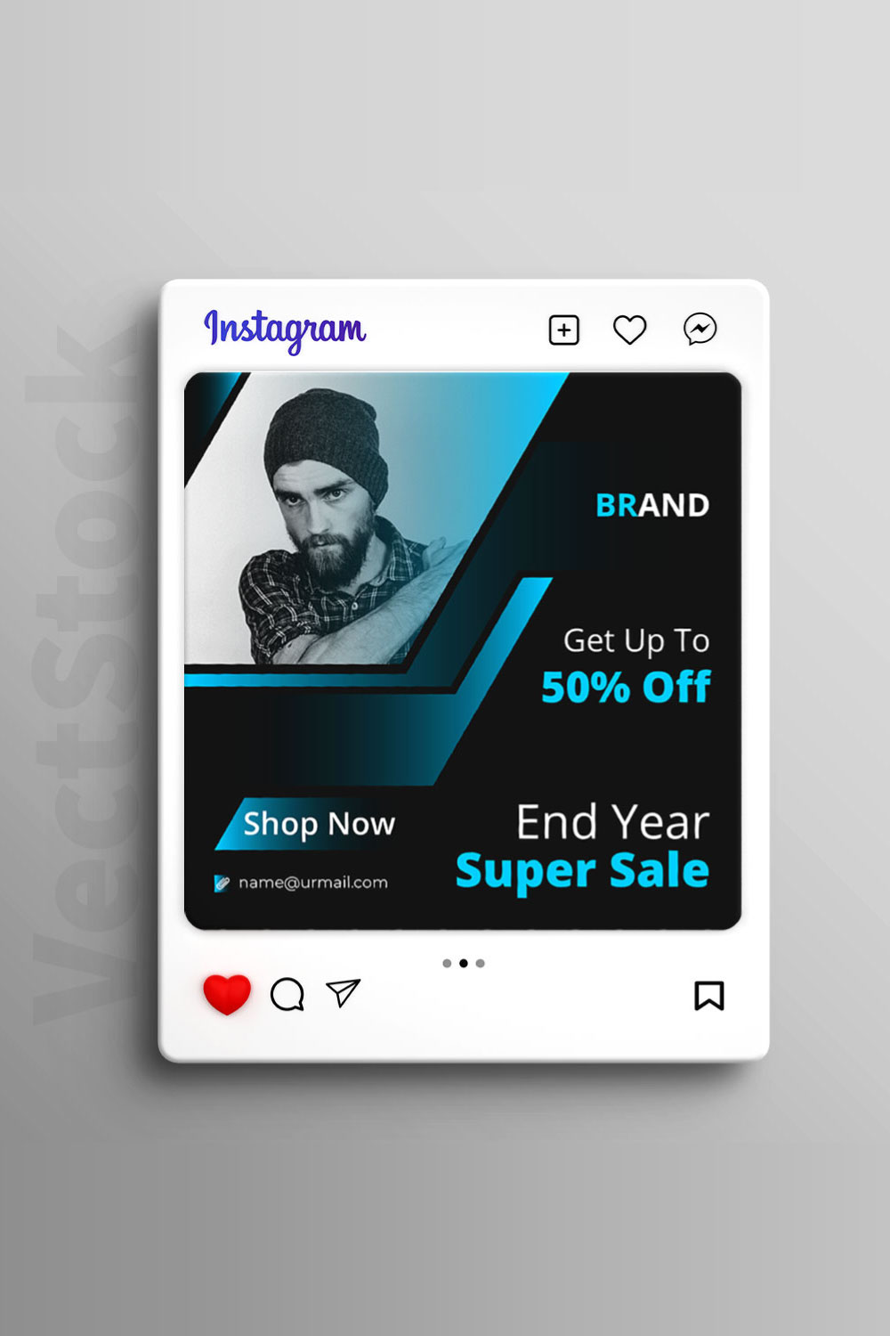 End year sale social media Instagram post and banner template design pinterest preview image.