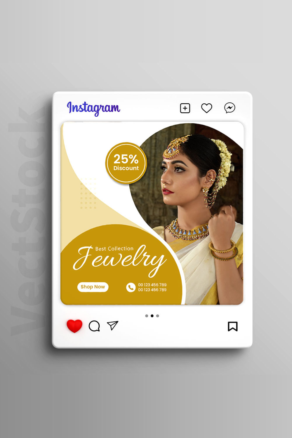 Jewelry social media instagram post template design pinterest preview image.