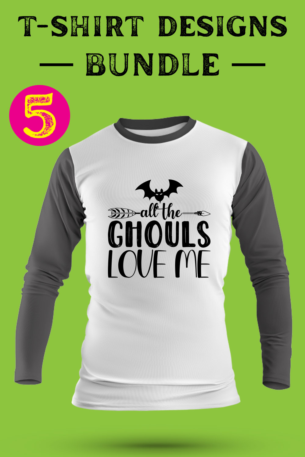 Halloween T Shirt Designs Bundle pinterest preview image.