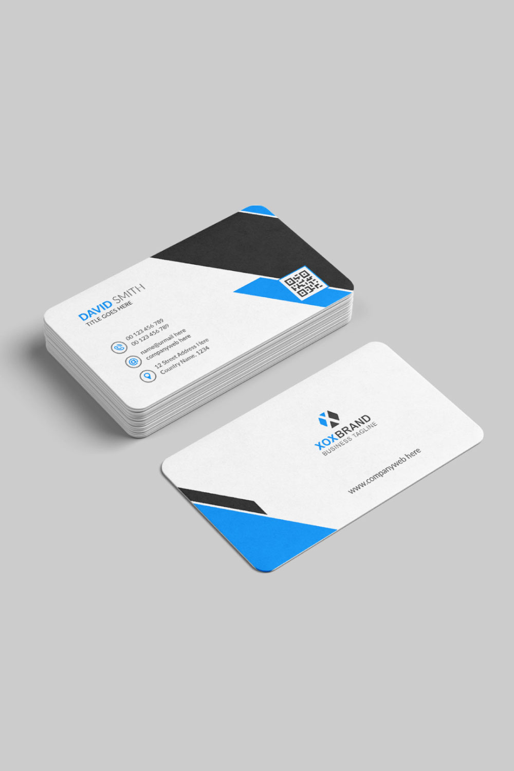 Clean and modern business card design pinterest preview image.