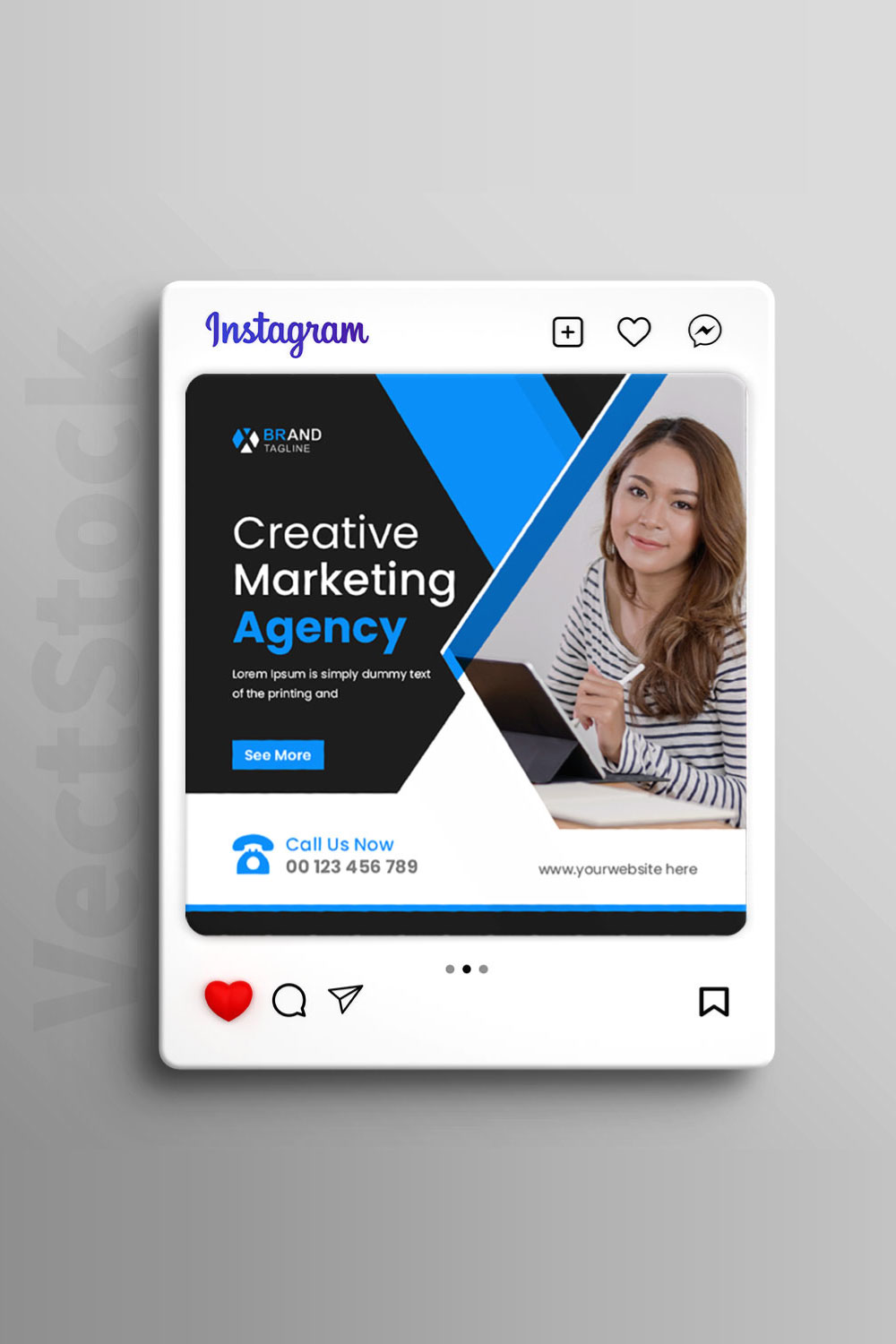 Digital marketing agency instagram post and social media banner template pinterest preview image.