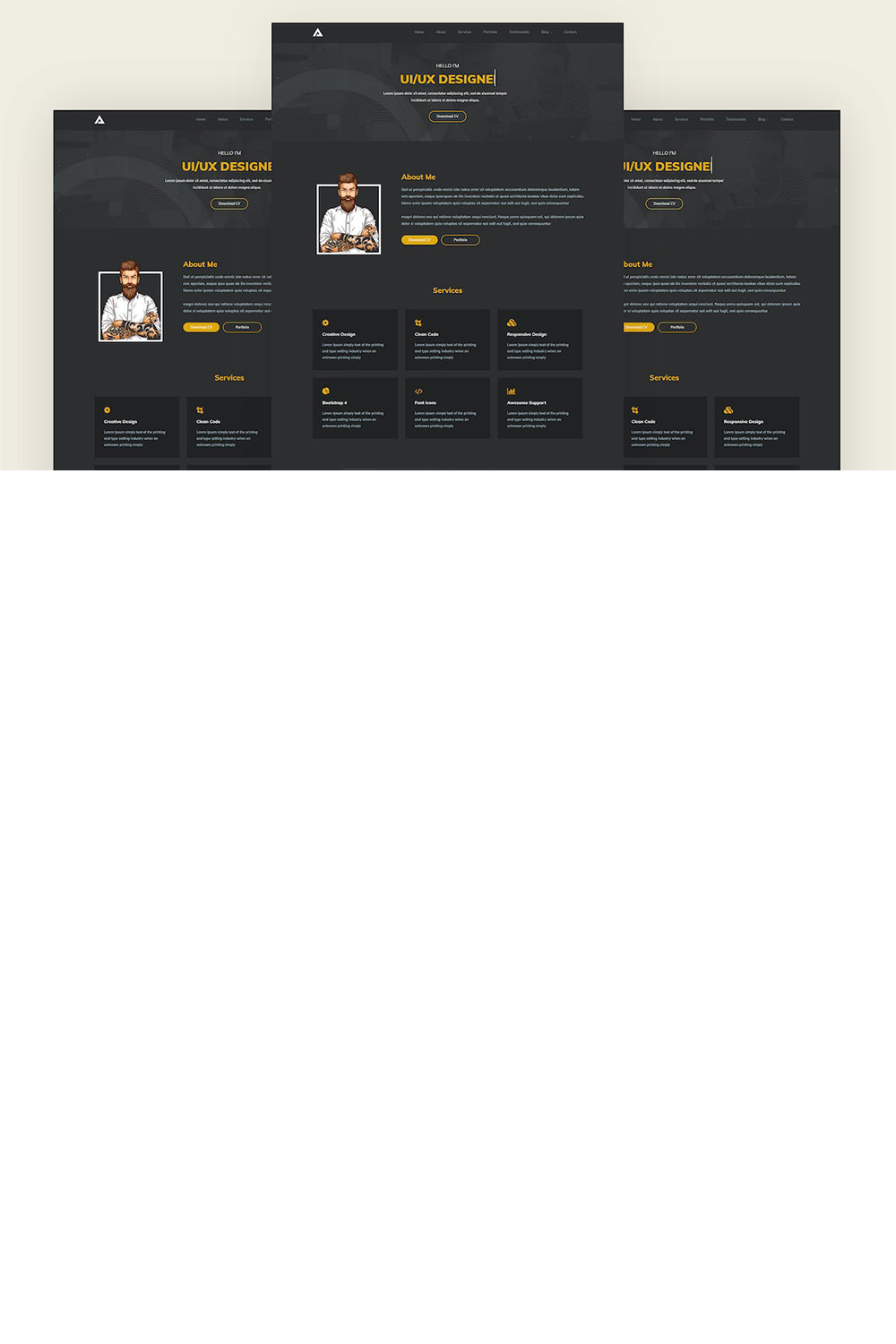 Free Portfolio Website HTML Template pinterest preview image.