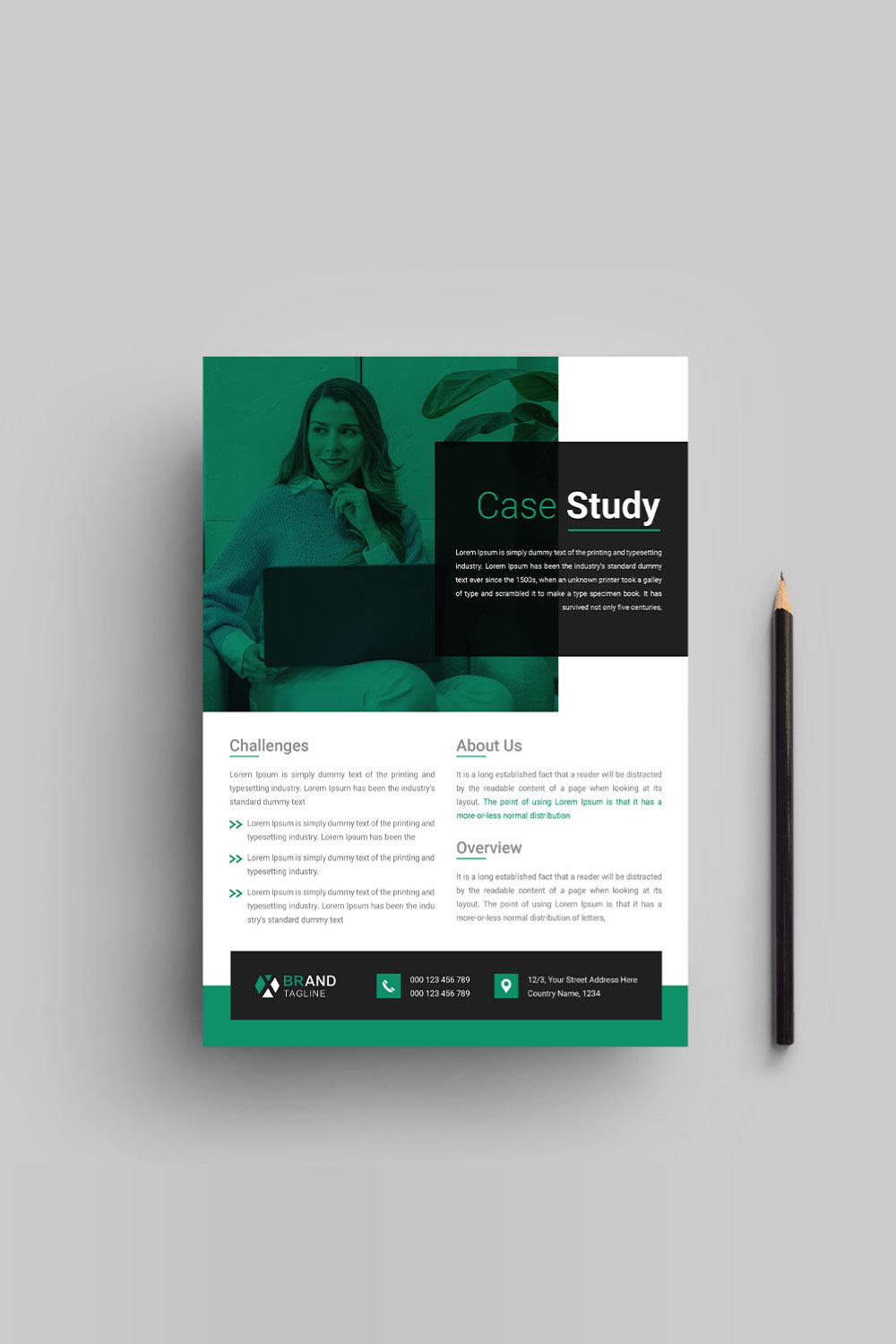 Case study flyer template pinterest preview image.