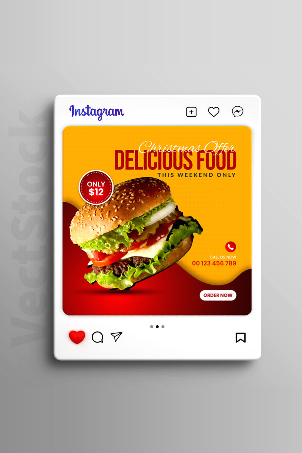 Hot and delicious burger social media Instagram post template pinterest preview image.