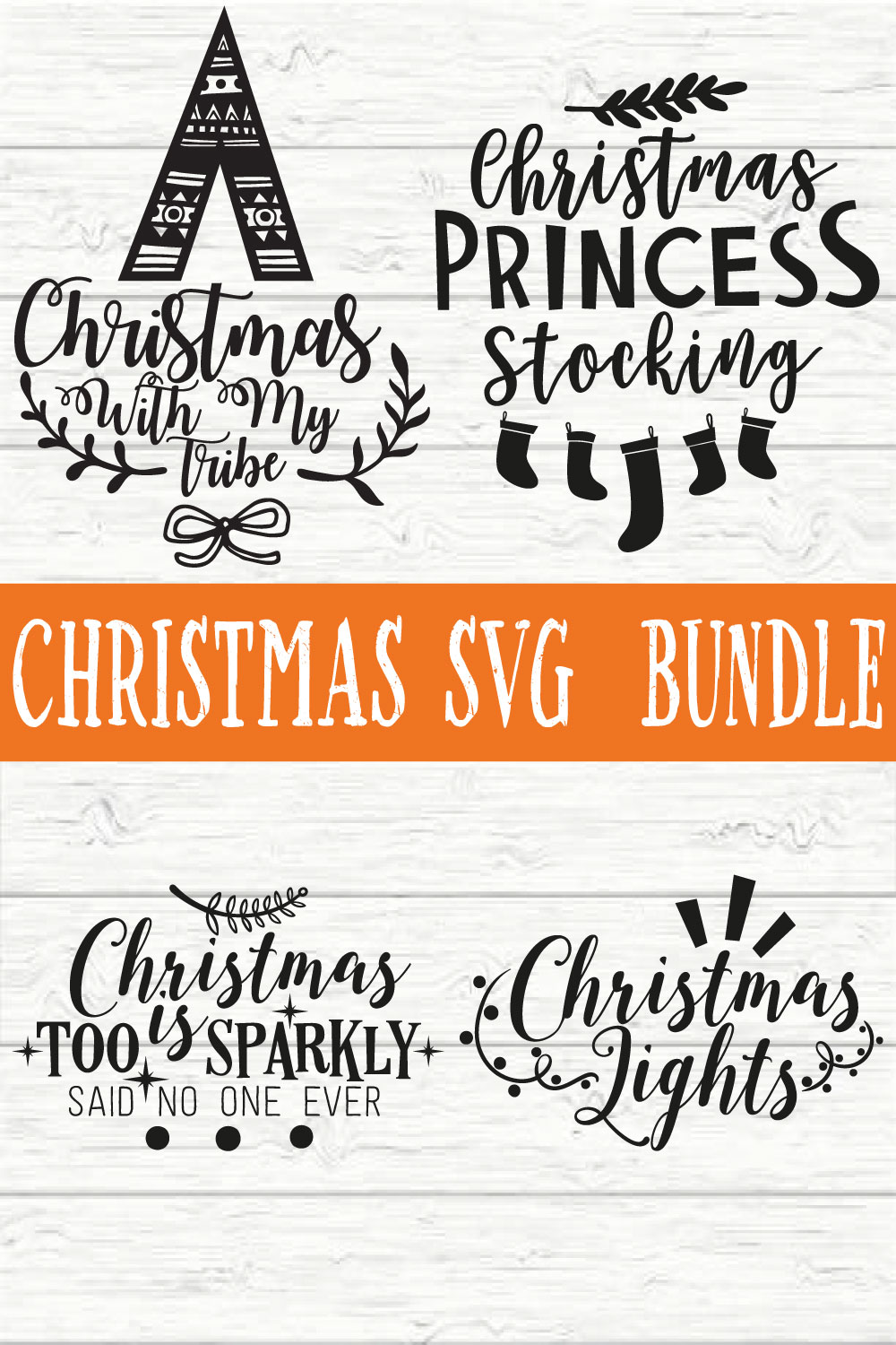 Christmas Typography Bundle vol 6 pinterest preview image.