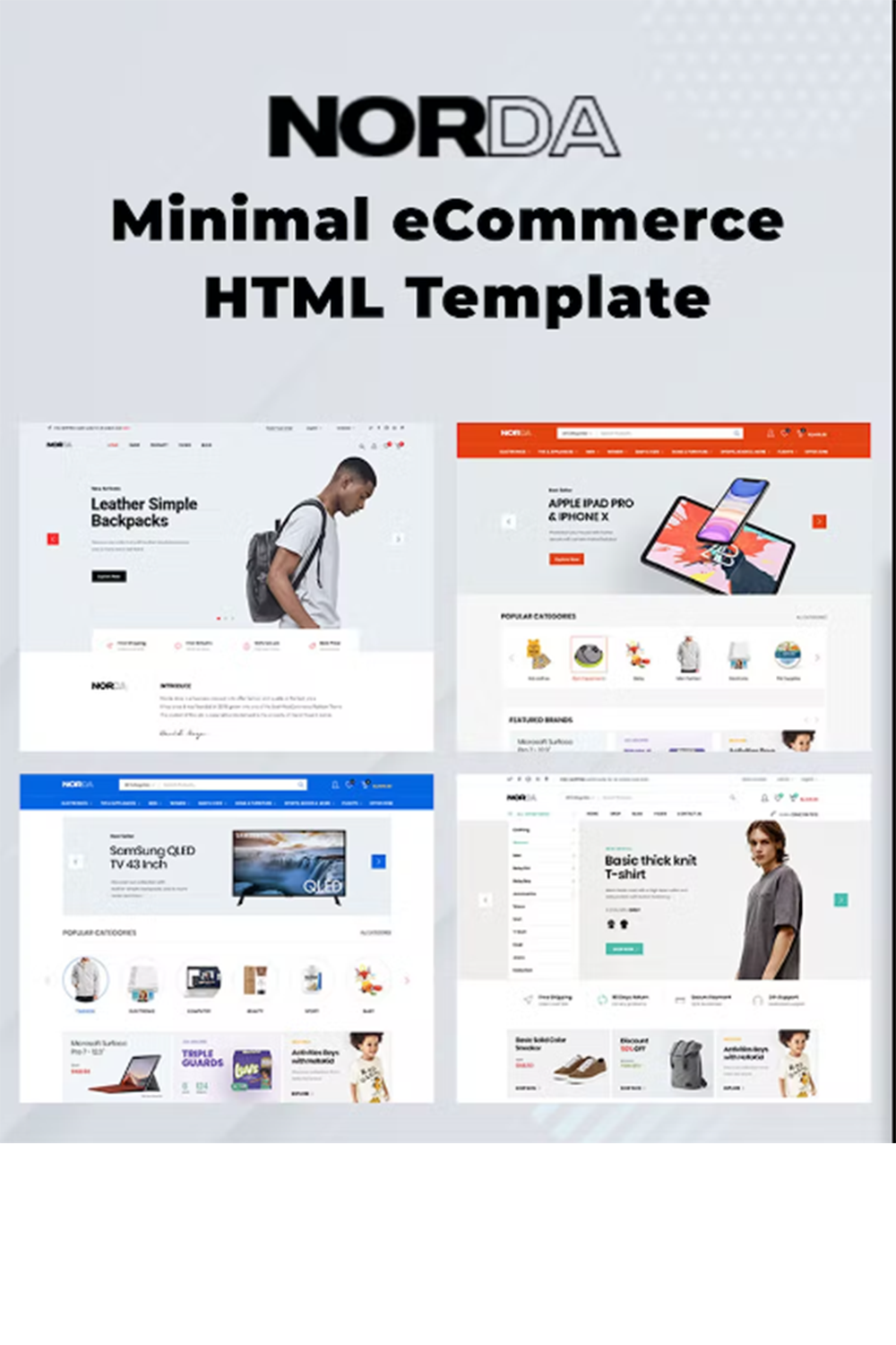 Free Norda Minimal Ecommerce HTML Template pinterest preview image.