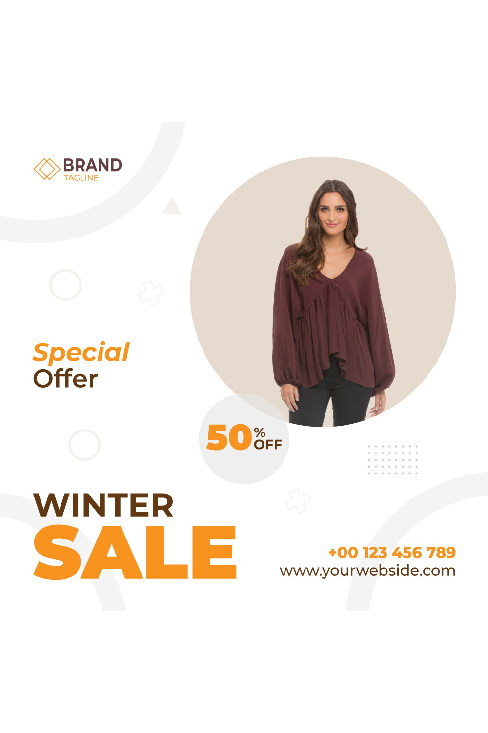 Winter Sell social media post template pinterest preview image.